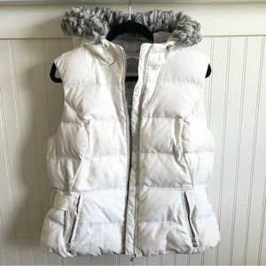 Eddie Bauer White Goose Down Puffer Vest with Hood XL